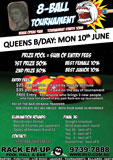 Queens Birthday 8-Ball Cash Tournament at Rack-Em-Up Pool Hall and Bar on Monday June 10th